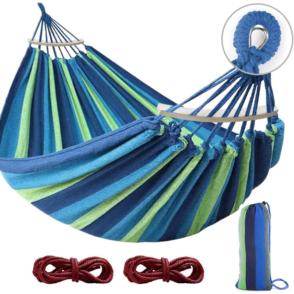 Hammocks Portable Camping Hammock Upgraded 550lb Comfortable Fabric Hammock with Two Anti Roll Balance Beam