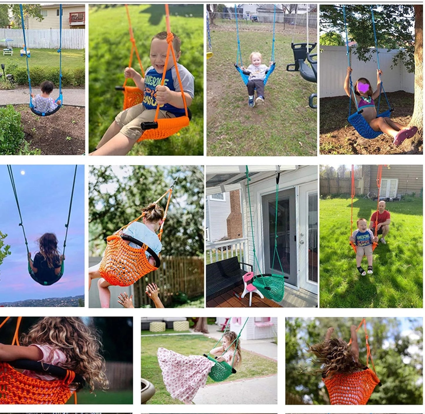 Baby Swinging Hammock Hanging  Chair,Hanging Cotton Rope Swing Chairs with Hardware Kits, Hanging Chairs for Indoor Balcony and Outdoor Use,Perfect for Kids, Adults, (330 Lbs)