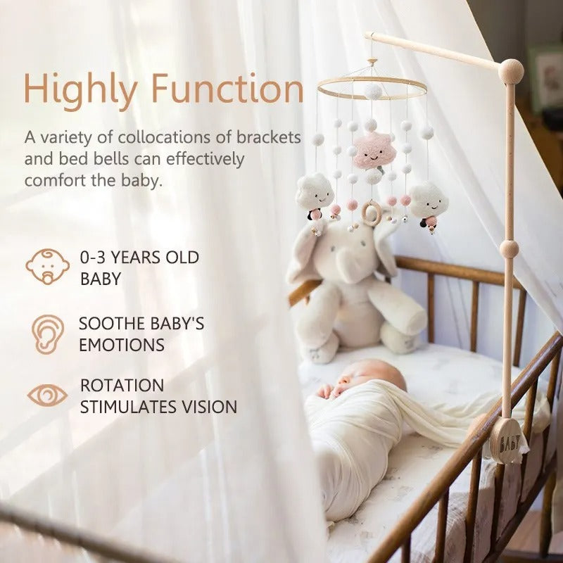 Wooden Hanging for Baby Bed Bell  Mobile Rattles