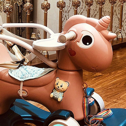 Rocking Horse for Toddlers 1-3 Years,4 in 1 Design, Kids Ride on Toy Balance Bike Push Cart with Detachable Balance Board,Fun Birthday Gifts