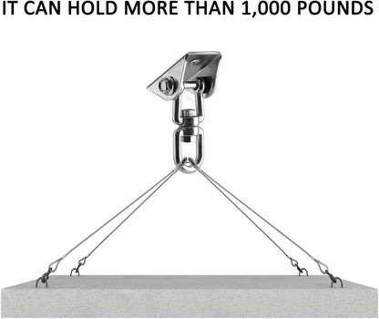 Hammock Hanging Kit, 1000 lb Capacity Heavy Duty 360° Rotate Swing Ultra Durable Hooks for Swing, Chair, Multiple Indoor Outdoor Gym