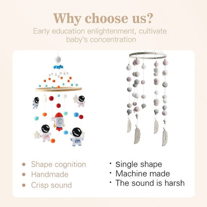 Wooden Astronaut Baby Rattle Toy - Mobile for 0-12 Months Baby