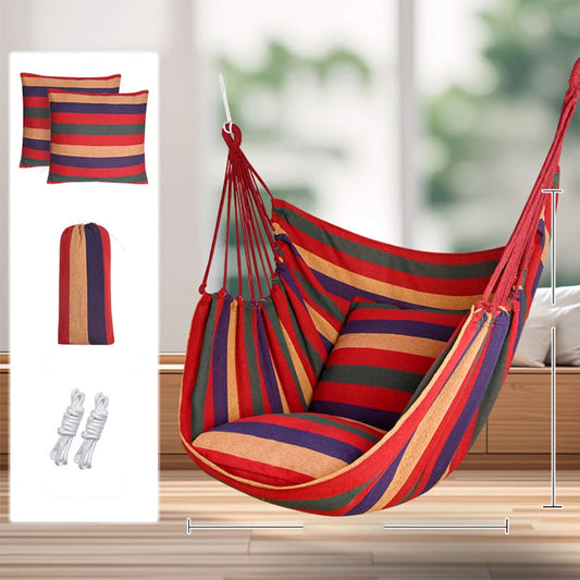 Deluxe Hammock Chair, Hanging Hammock Chair, Rope Swing and 2 Cushions Included, Sturdy & Durable Soft Cotton Hand Woven Hammock Swing for Bedroom, Porch, Patio-Indoor/Outdoor