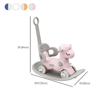 Multi-function in 1 Rocking Horse for Toddlers 1-3 Years Old, Balance Bike Ride On Toys with Push Handle, Backrest and Balance Board for Baby Girl and Boy