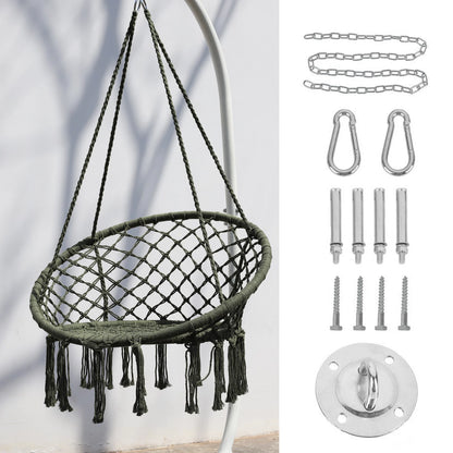 Hammock Hanging Swinging Chair,Hanging Cotton Rope Swing Chairs with Cushion and Hardware Kits, Hanging Chairs for Indoor Balcony and Outdoor Use,Perfect for Kids, Adults, (330 Lbs)