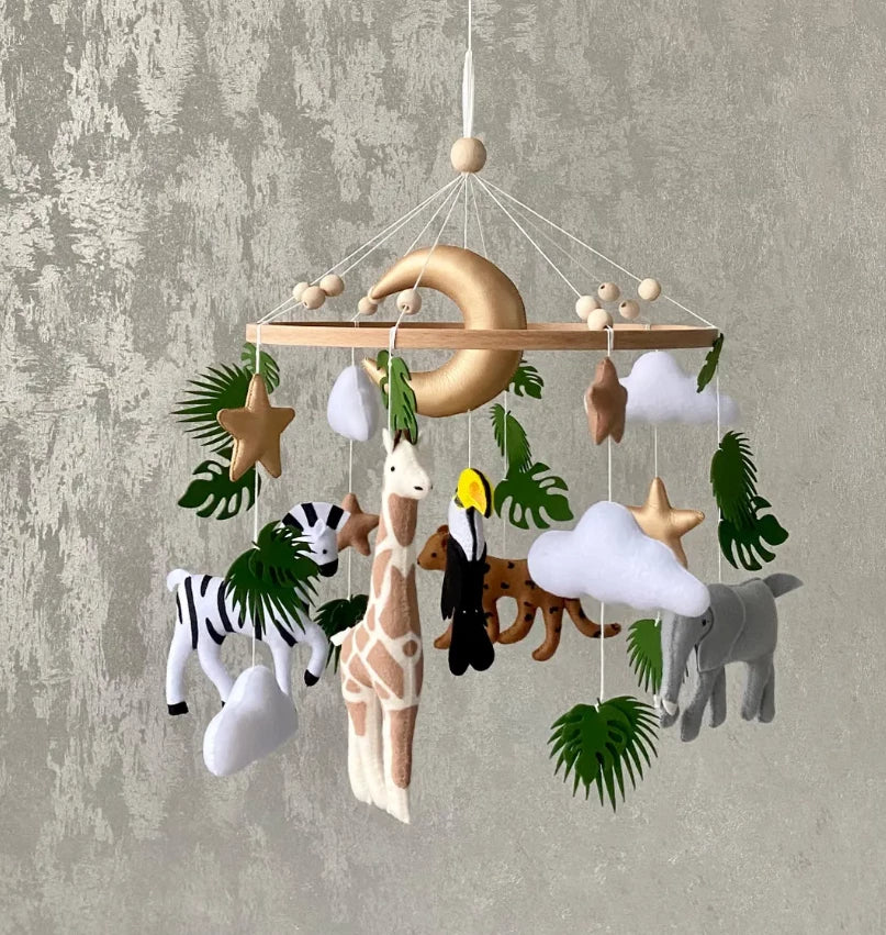 Safari baby mobile for nursery, crib mobile, Africa realistic animals, Baby mobile girl, boy mobile, ceiling mobile, newborn shower gift.