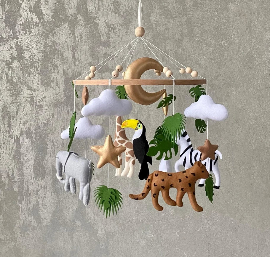 Safari baby mobile for nursery, crib mobile, Africa realistic animals, Baby mobile girl, boy mobile, ceiling mobile, newborn shower gift.