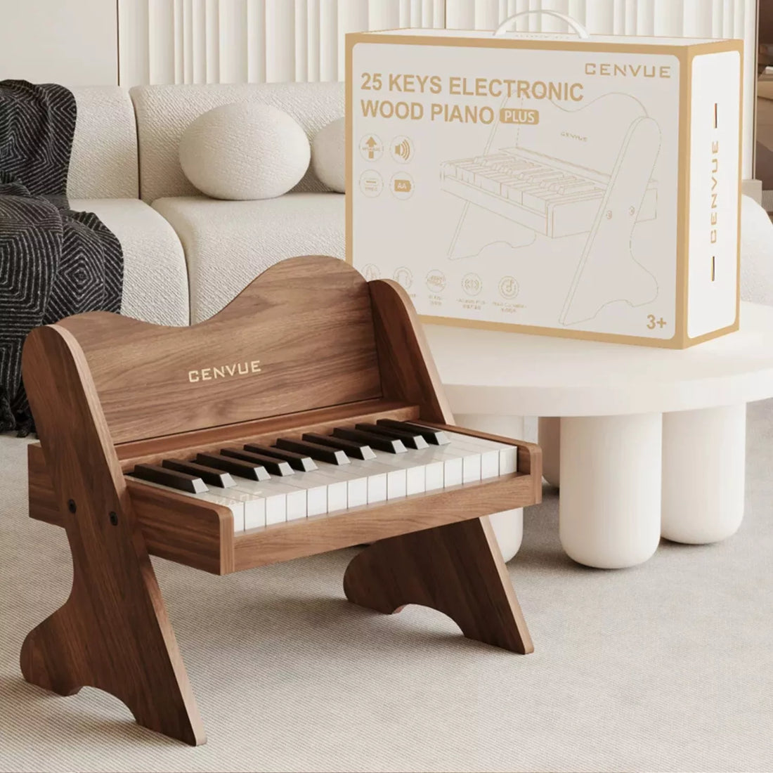Childs Piano Keyboard 25 Keys Digital Piano for Kids Mini Piano Wood Toy for Toddlers