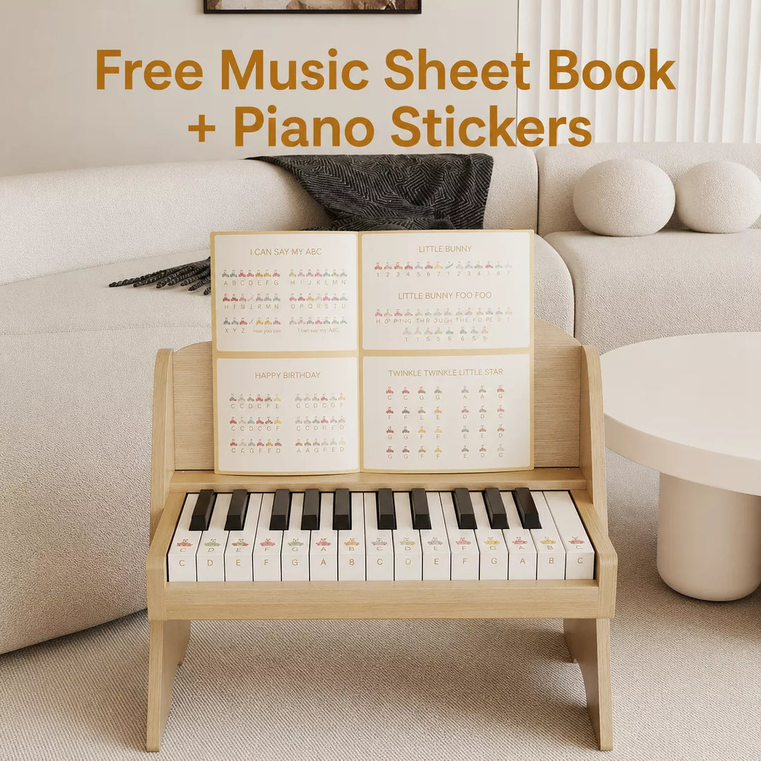 Childs Piano Keyboard 25 Keys Digital Piano for Kids Mini Piano Wood Toy for Toddlers