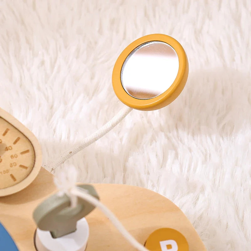 Montessori Wooden Steering Wheel Toy - Car Console Busy Board for Toddlers | Sensory Early Education Gift