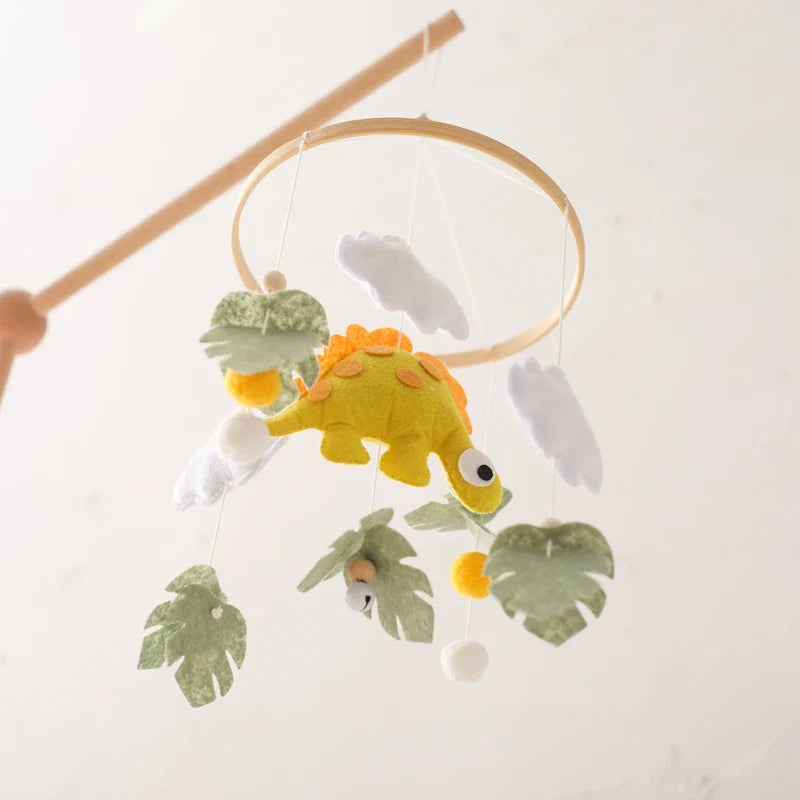 Handmade Stegosaurus Dinosaur Crib Mobile | Soft Felt & Natural Wood | Nursery Decor