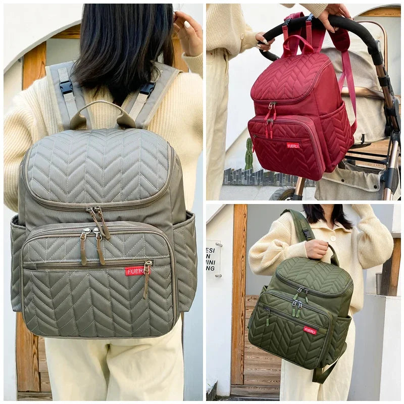 Premium Lightweight Quilted Baby Backpack Diaper Bag
