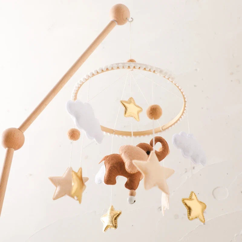 Handmade Baby Elephant Crib Mobile | Soft Felt & Natural Wood | Nursery Decor