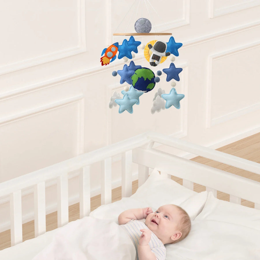 Space Baby Felt Mobile | Outer Space Adventure Astronaut & Rocket Nursery Mobile