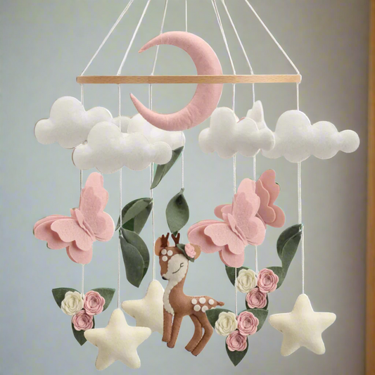 Woodland Deer & Butterfly Nursery Mobile | Baby Shower Gift