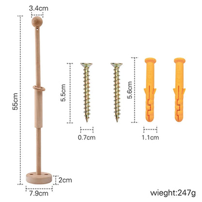 Wall Mounted Baby Mobile Cot Arm - Natural Beechwood Nursery Accessory