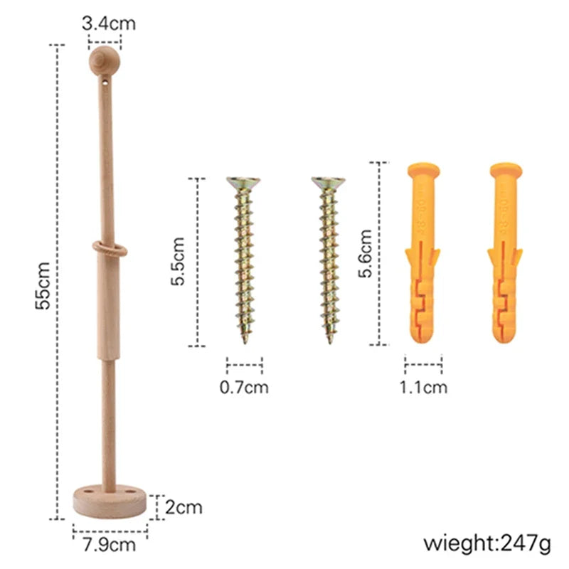 Wall Mounted Baby Mobile Cot Arm - Natural Beechwood Nursery Accessory