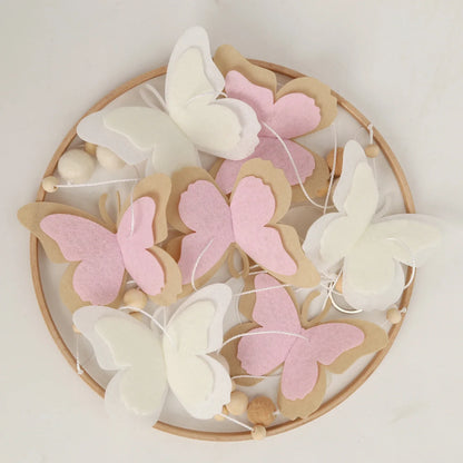 Pink Butterfly Baby Mobile | Eco-Friendly Felt & Wood Cot Mobile | Ideal Baby Shower Gift