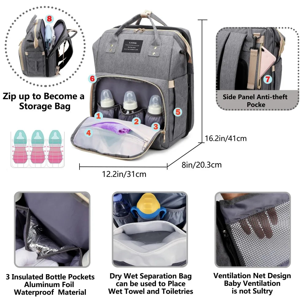 4-in-1 Mommy Backpack & Portable Crib