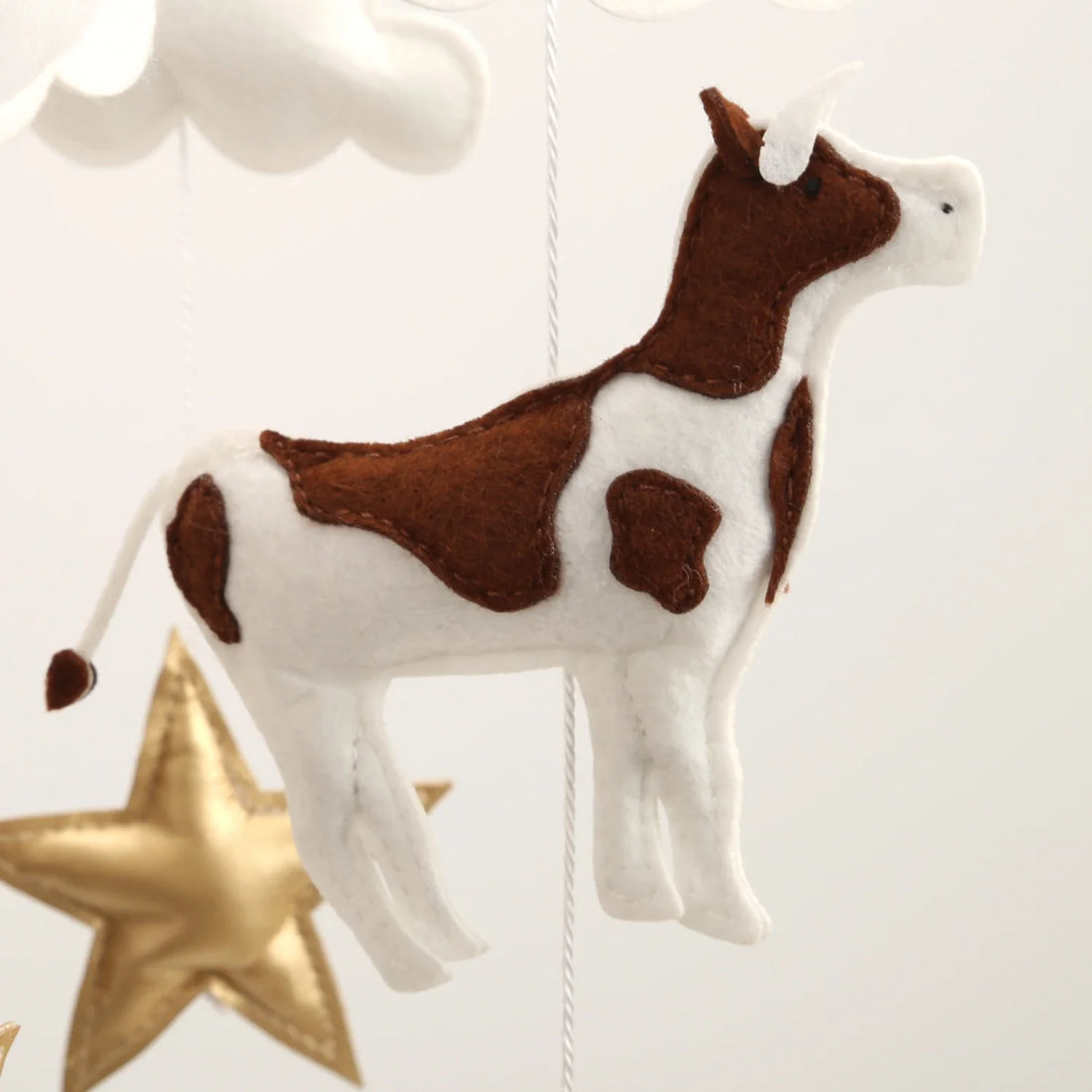 Neutral & Gold Farm Animals Felt Mobile | Handmade Nursery Mobile