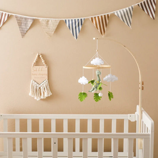 Handmade Diplodocus Dinosaur Crib Mobile Nursery Decor | Soft Felt & Natural Wood
