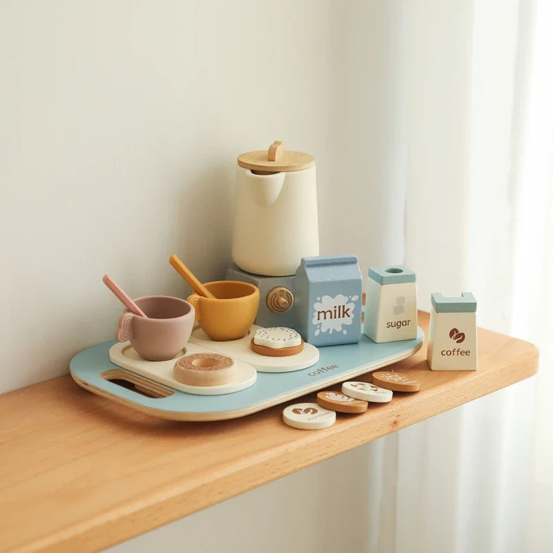 Baby Wooden Coffee & Afternoon Tea Set Toy | 18pcs Set