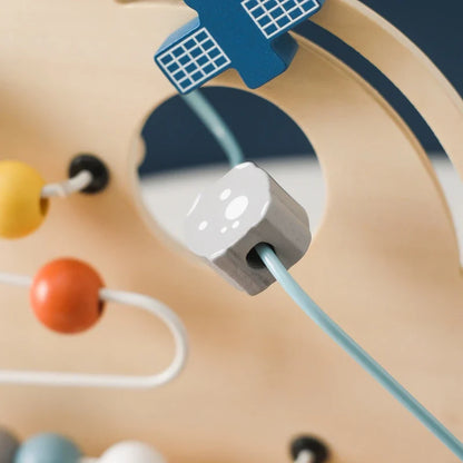 Wooden Space-Themed Beaded Busy Toy for Babies | Educational & Eco-Friendly Fun