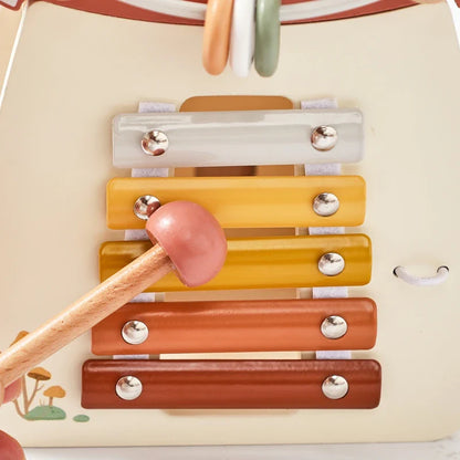 Wooden Mushroom House | Montessori 5-in-1 Busy Cube Activity Toy