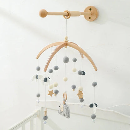Wall Mounted Baby Mobile Cot Arm - Natural Beechwood Nursery Accessory