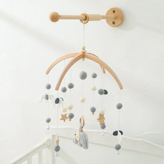 Wall Mounted Baby Mobile Cot Arm - Natural Beechwood Nursery Accessory