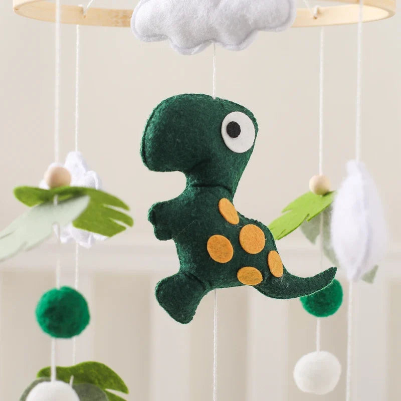 Handmade Tyrannosaurus Rex Dinosaur Crib Mobile Nursery Decor | Soft Felt & Natural Wood