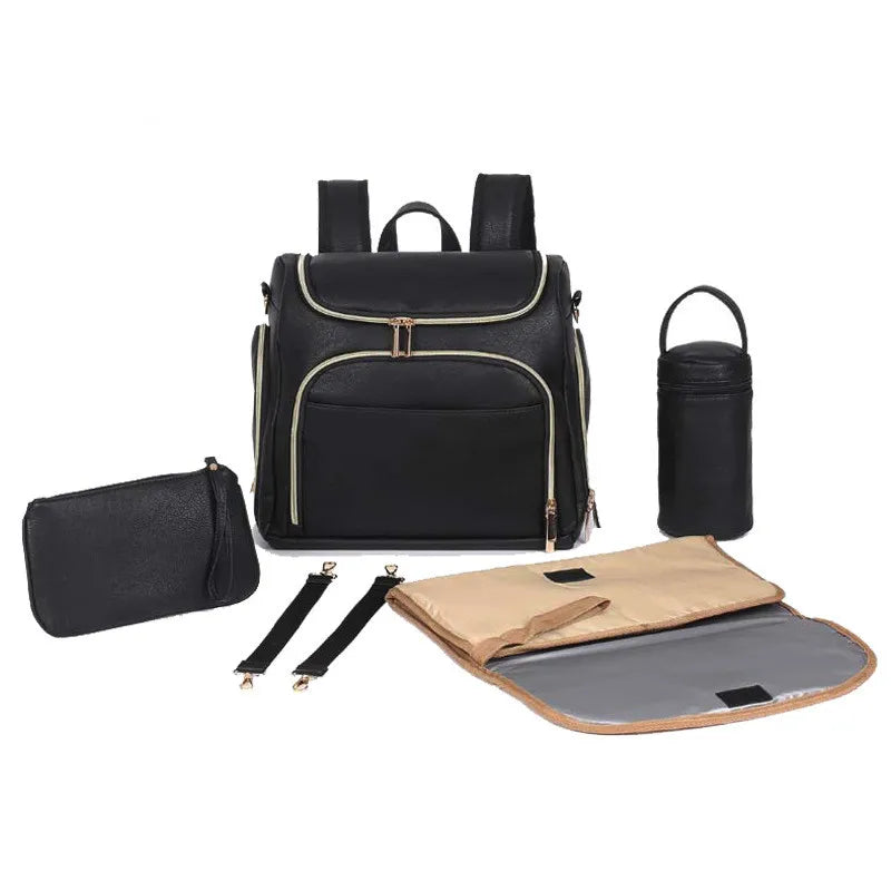 Luxury Compact Vegan Leather Diaper Bag