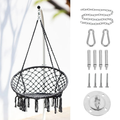 Hammock Hanging Swinging Chair,Hanging Cotton Rope Swing Chairs with Cushion and Hardware Kits, Hanging Chairs for Indoor Balcony and Outdoor Use,Perfect for Kids, Adults, (330 Lbs)