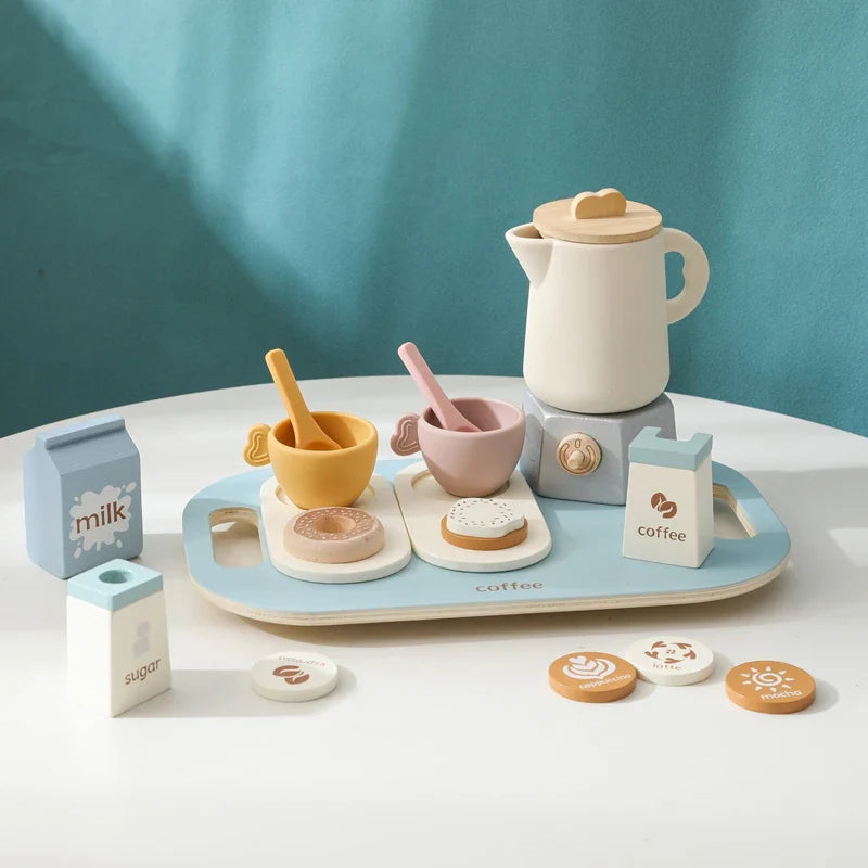 Baby Wooden Coffee & Afternoon Tea Set Toy | 18pcs Set