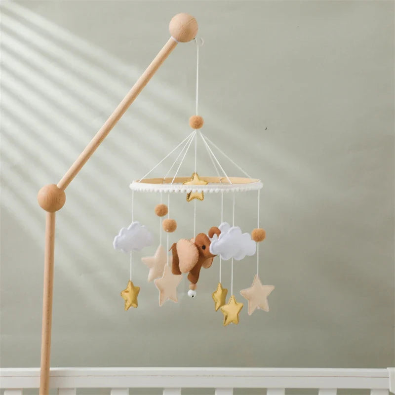 Handmade Baby Elephant Crib Mobile | Soft Felt & Natural Wood | Nursery Decor