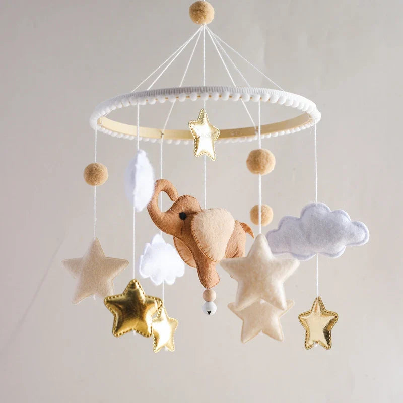 Handmade Baby Elephant Crib Mobile | Soft Felt & Natural Wood | Nursery Decor