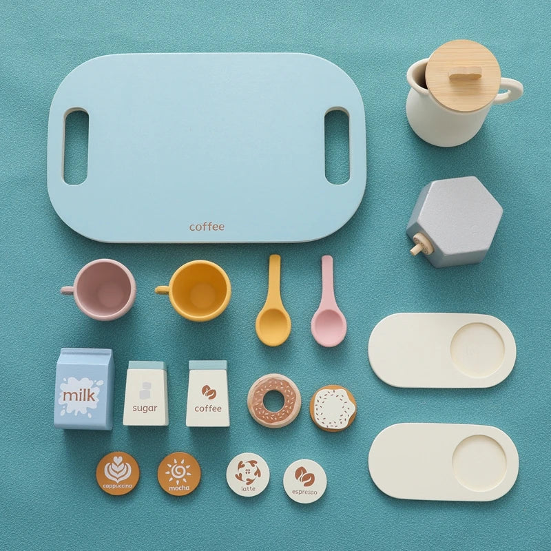 Baby Wooden Coffee & Afternoon Tea Set Toy | 18pcs Set