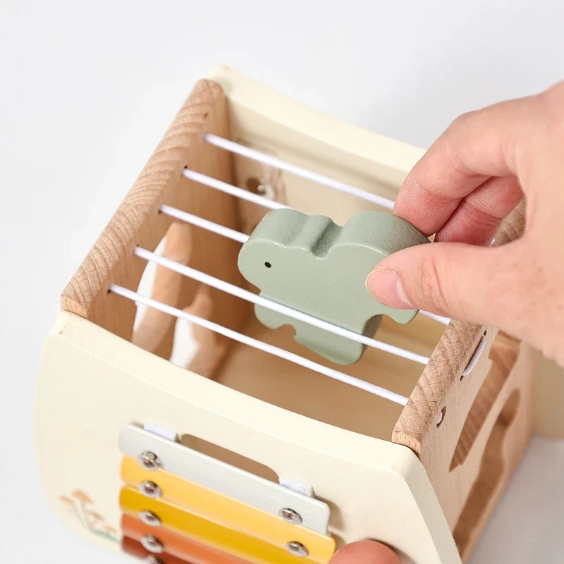 Wooden Mushroom House | Montessori 5-in-1 Busy Cube Activity Toy