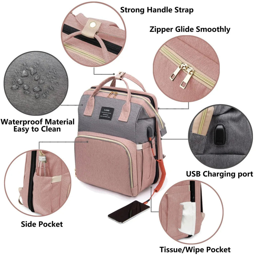 4-in-1 Mommy Backpack & Portable Crib