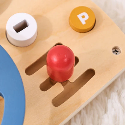 Montessori Wooden Steering Wheel Toy - Car Console Busy Board for Toddlers | Sensory Early Education Gift