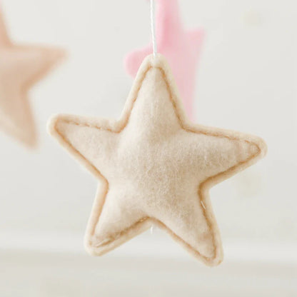 Bear Cuddling the Moon & Night Sky Felt Nursery Mobile