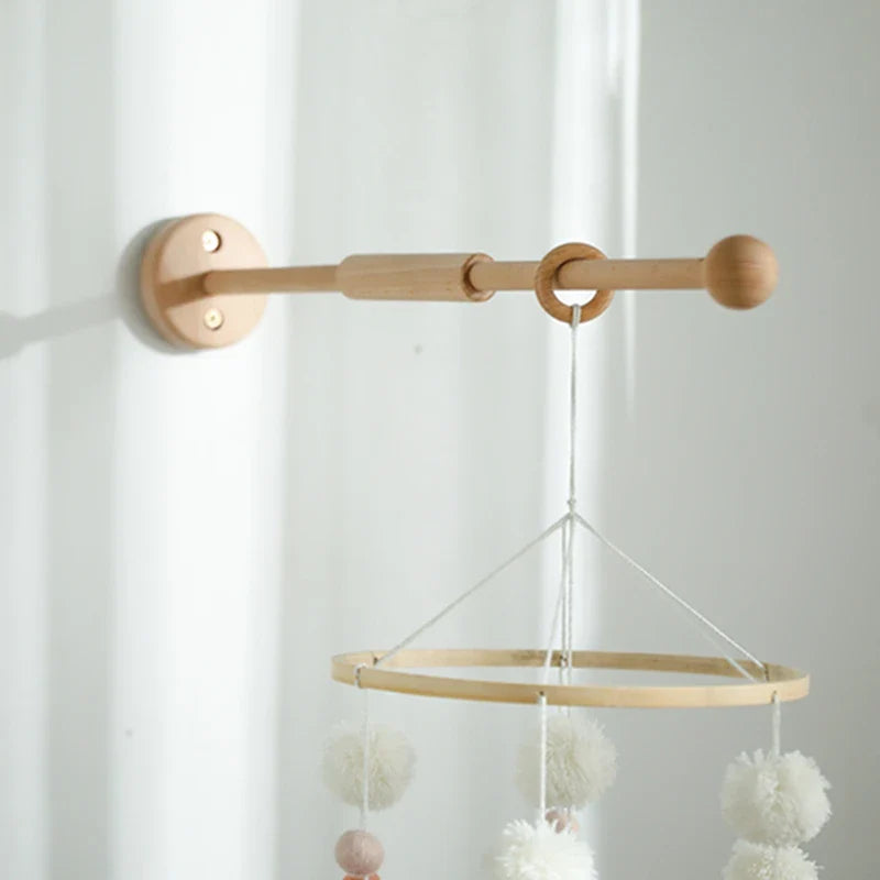 Wall Mounted Baby Mobile Cot Arm - Natural Beechwood Nursery Accessory