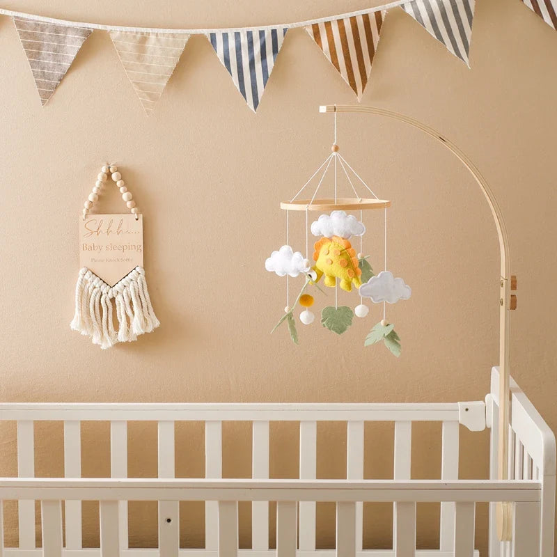 Handmade Stegosaurus Dinosaur Crib Mobile | Soft Felt & Natural Wood | Nursery Decor