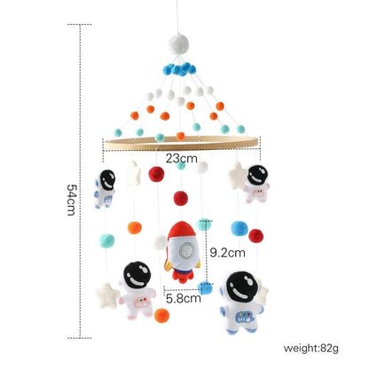 Wooden Astronaut Baby Rattle Toy - Mobile for 0-12 Months Baby