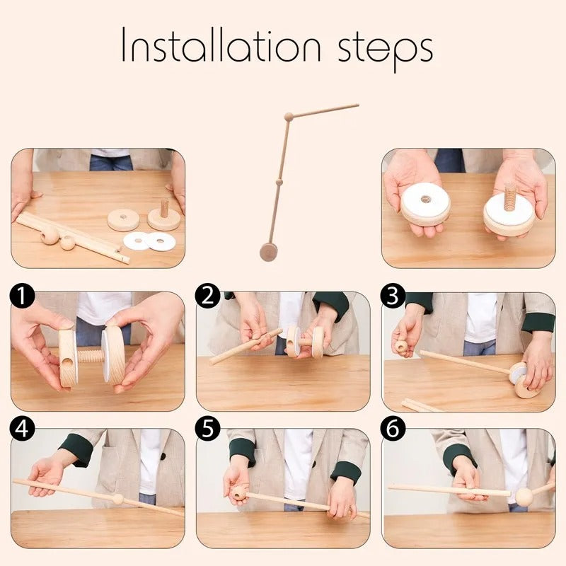 Wooden Hanging for Baby Bed Bell  Mobile Rattles