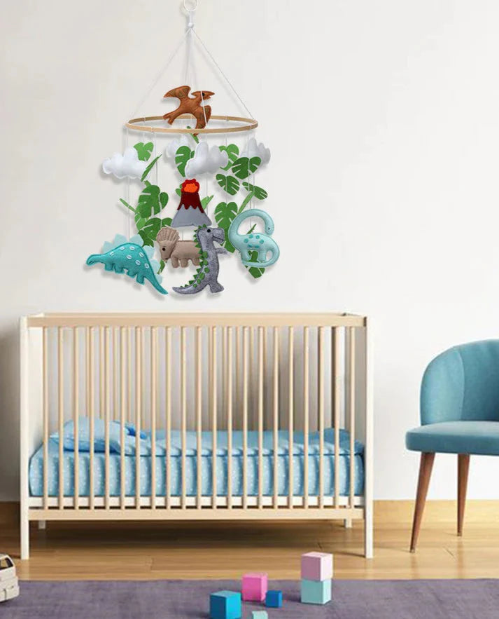Handmade Prehistoric Dinosaur Nursery Mobile - Premium Felt Decor