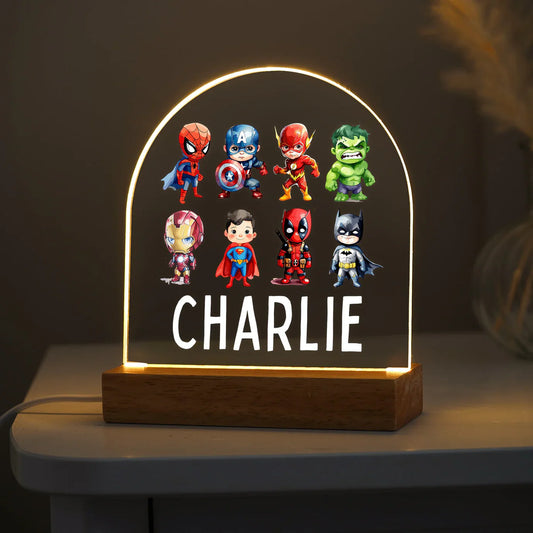Personalised LED Superhero Night Light - Kids Hero Lamp | Perfect Gift
