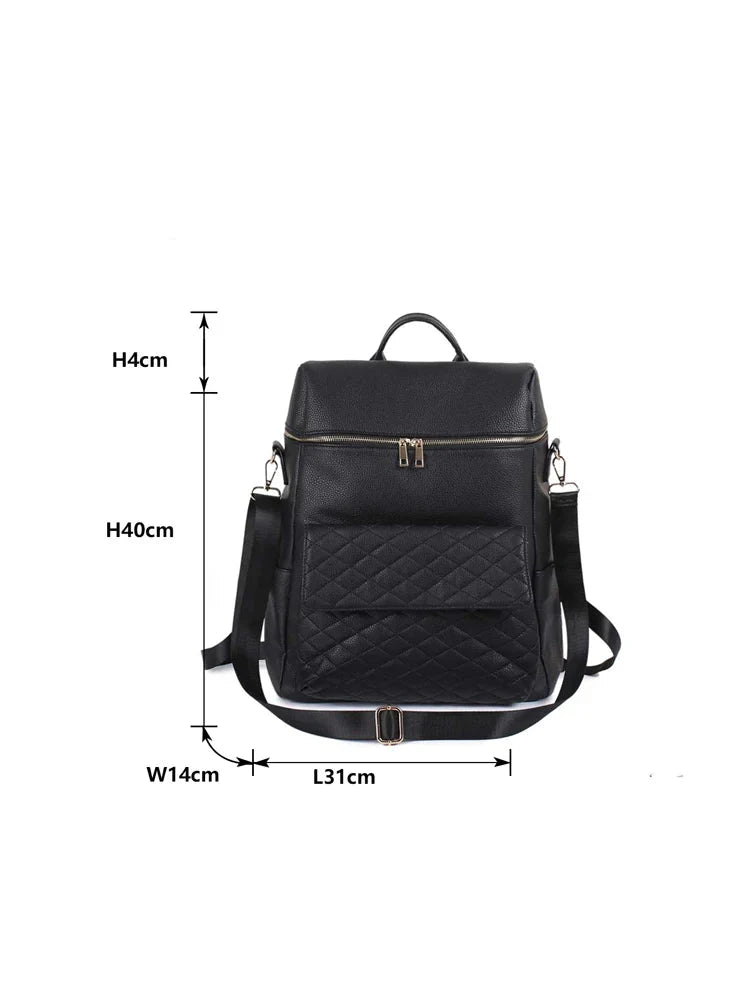 Luxury Vegan Leather Diaper Bag - Quilted Design with large capacity and accessories.