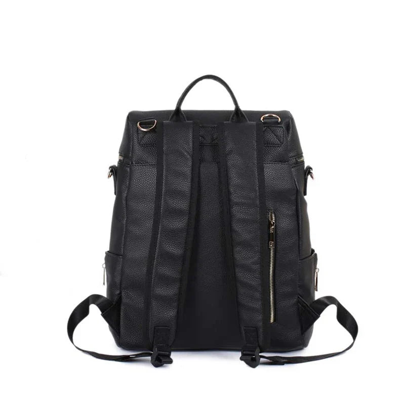 Luxury Vegan Leather Diaper Bag - Quilted Design with large capacity and accessories.