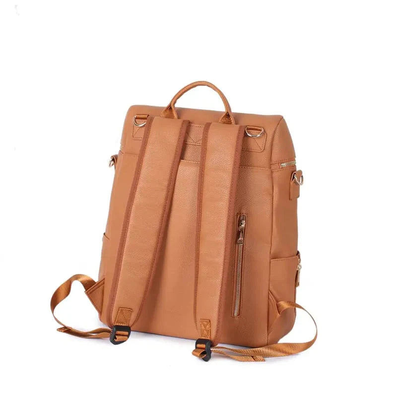 Luxury Vegan Leather Diaper Bag - Quilted Design with large capacity and accessories.
